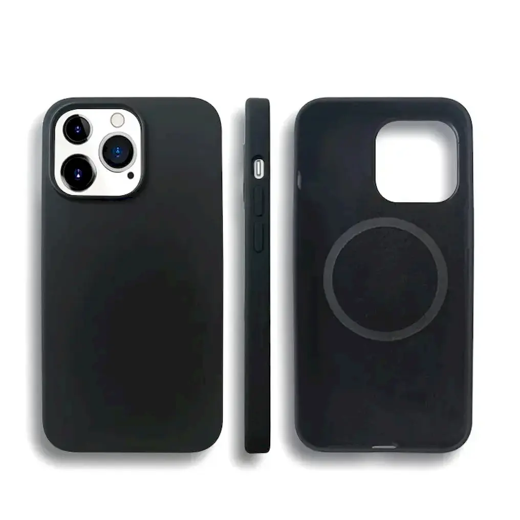 Premium Liquid Silicon Magsafe Hard Case  iPhone15 Pro Max black