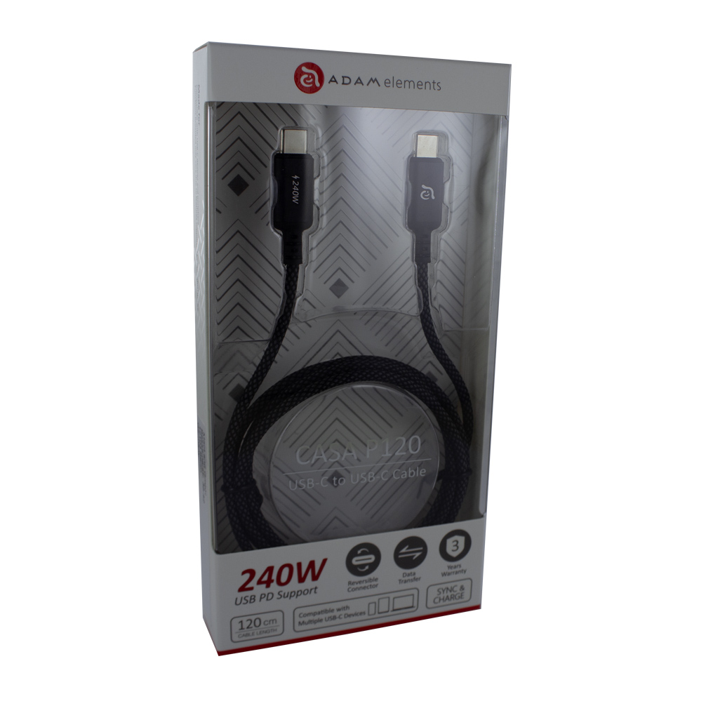 Adam Cotton 240W USB-C Ladekabel 1.2m Schwarz